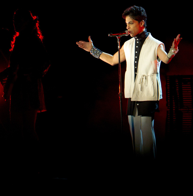 Singer Prince performing at the Way out West Festival held at Slottskogen Gothenburg Gothenburg, Sweden 12.08.11