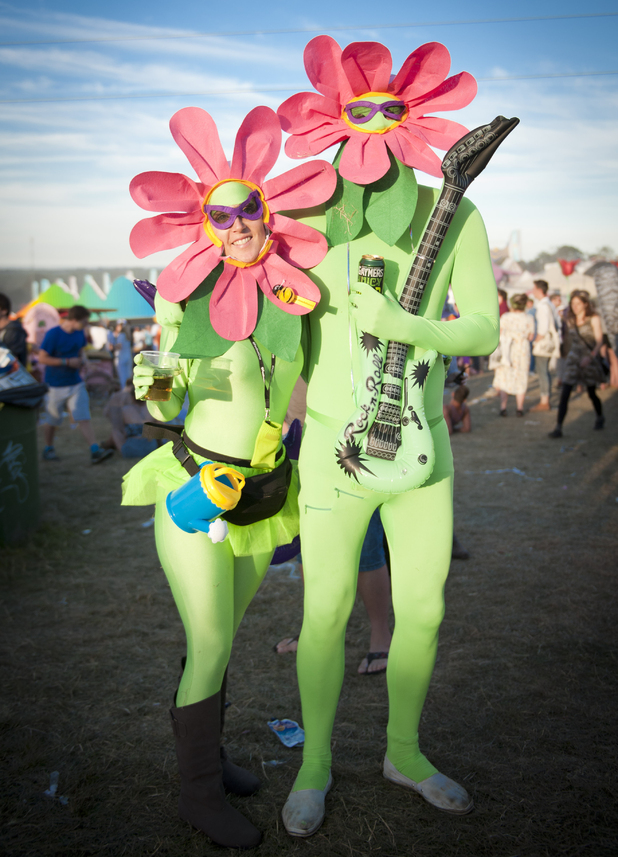 Festival goers in fancy dress