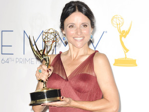 Julia Louis-Dreyfus with her Lead Actress In A Comedy Series award at the 64th Annual Primetime Emmy Awards press room