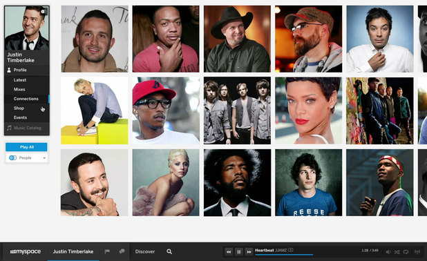 A screenshot of the new look MySpace