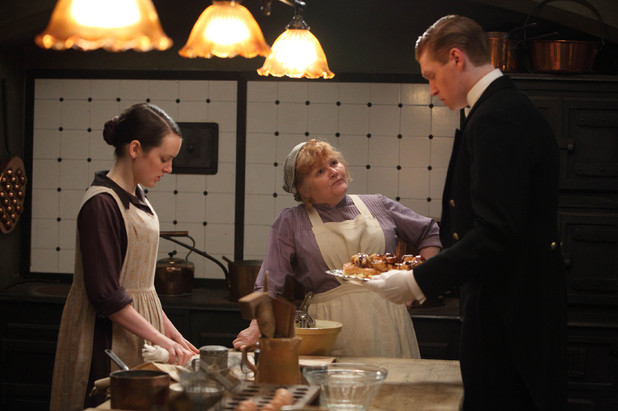 Sophie McShera as Daisy, Lesley Nicol as Mrs Patmore, Matt Milne as Alfred