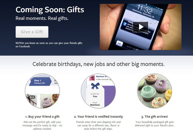Facebook gifts advert