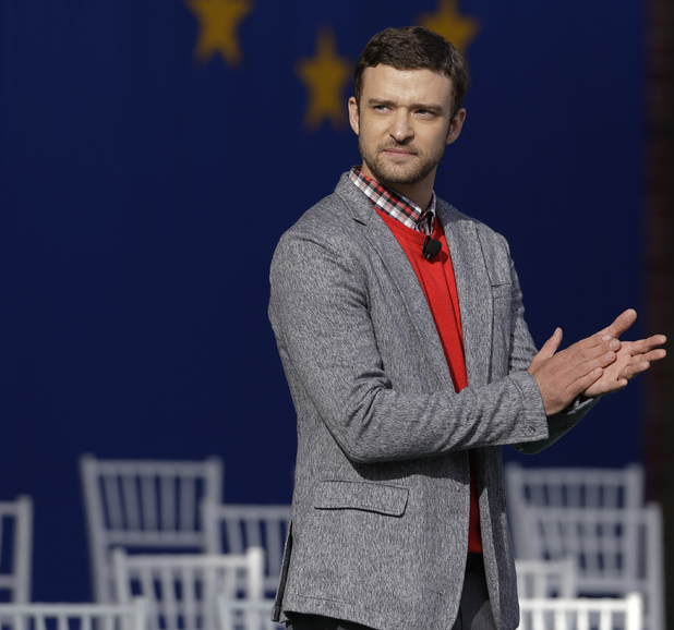 Justin Timberlake at the Ryder Cup opening ceremony, September 26, 2012