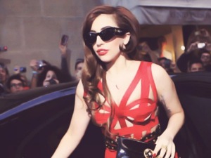 Lady Gaga in Versace in Milan Oct 2012