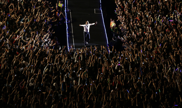 PSY performs in front of 80,000 fans at Seoul in South Korea.