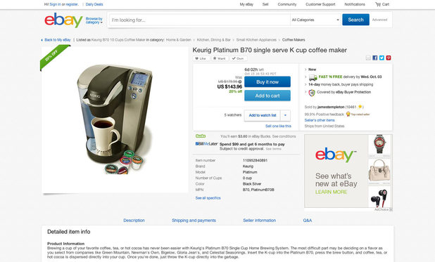 Screenshots of the new look eBay