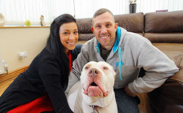 Clare and Ceri Morgan with their pet dog Teeto