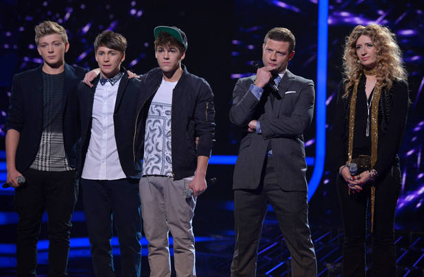 The X Factor Results Show: District 3 and Melanie wait for the judges decision.