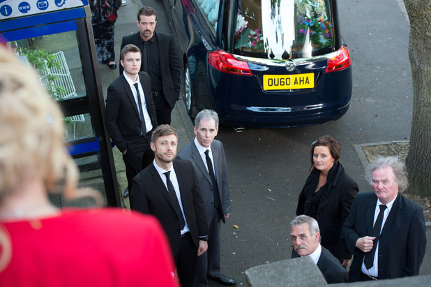 Everyone gathers for Lynsey's funeral.
