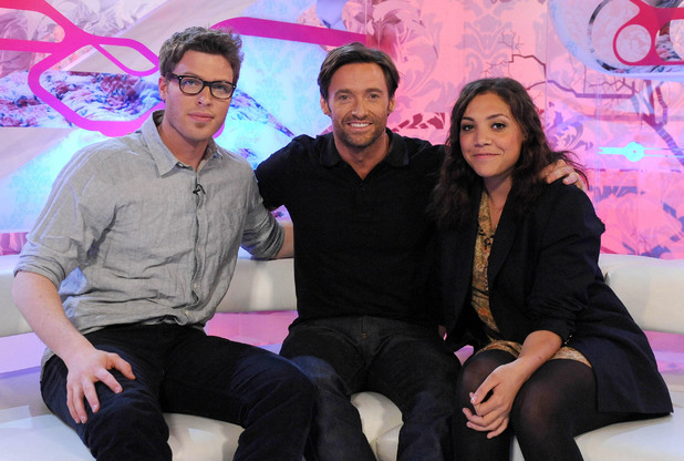 T4 hosts Rick Edwards and Miquita Oliver with Hugh Jackman, photographed in 2009