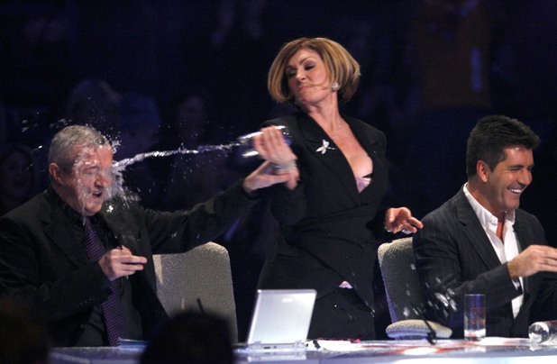 Louis Walsh, Sharon Osbourne, X Factor 2005, Sharon Osbourne throws a glass of water over Louis Walsh after he threatened to quit the ITV show over alleged "bullying" by fellow judges including Osbourne and Simon Cowell back in series 2, 2005