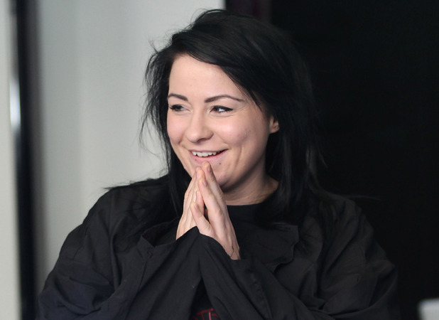Lucy Spraggan getting her hair cut in a London salon