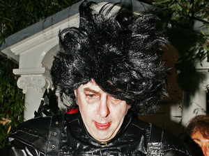 Jonathan Ross dressed as Edward Scissorhands, meets guests, children and fans outside his home during his Halloween party
London