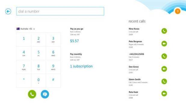 Skype for Windows 8 - screenshot
