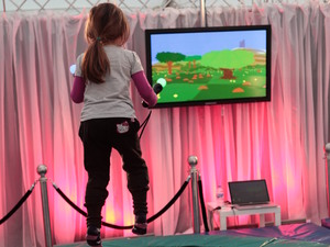Game City 7 Festival: Playing indie exploration game Proteus on a trampoline.