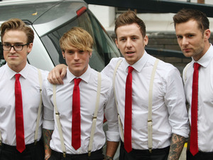 Tom Fletcher, Dougie Poynter, Danny Jones and Harry Judd of McFly
at the ITV studios
London, England