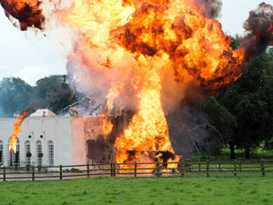 The bus explodes.