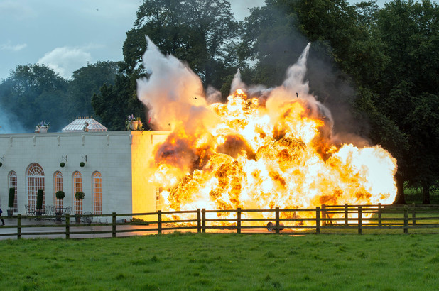 The bus explodes.
