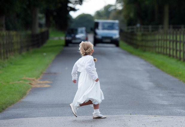 Lean runs into the road.