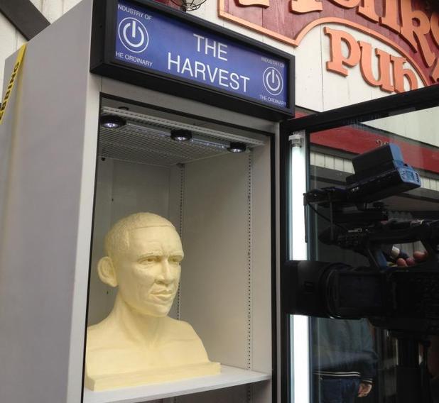 Artists make Obama bust sculpture out of butter