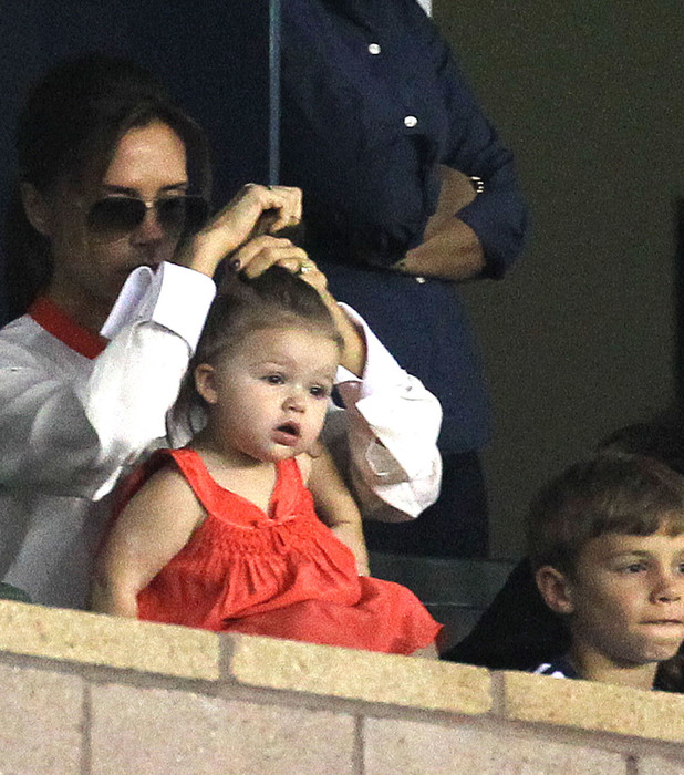 Victoria and Harper Beckham at LA Galazy game 28.10.12