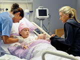 6396: Sarah bravely prepares to undergo her transfusion with the support of Debbie and Andy
