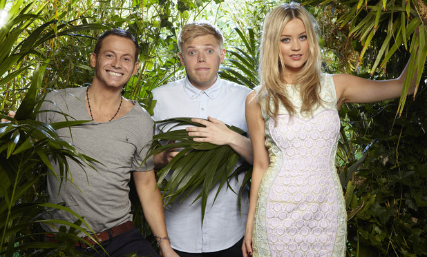 I'm A Celebrity ITV2 presenters Joe Swash, Laura Whitmore and Rob Beckett