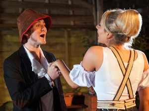 Barney and Carmel on their date dressed in Lederhosen.