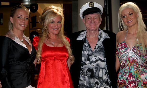 Kendra Wilkinson, Hugh Hefner, Bridget Marquardt, Holly Madison stars of 'Girls of the Playboy Mansion'