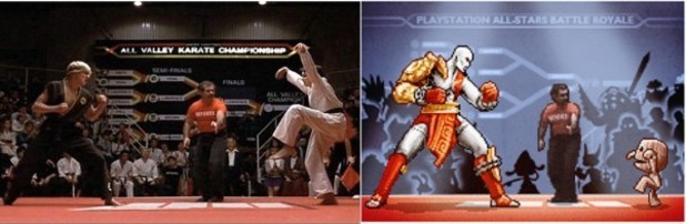 PlayStation's All-Stars meet their match in artist Aled Lewis, as he creates a series of works with favourite characters in iconic movie stand-offs