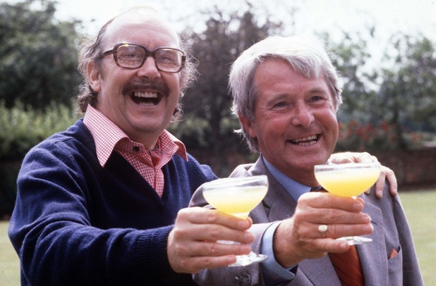 Eric Morecambe and Ernie Wise at Eric's home in Harpenden