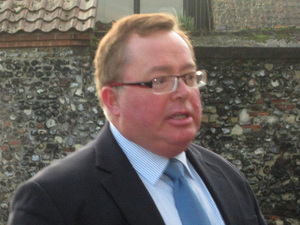 Former BBC presenter Michael Souter arrives at Norwich Magistrates' Court court where he is charged with 18 offences relating to male children, plus an offence against a man and one against a woman.