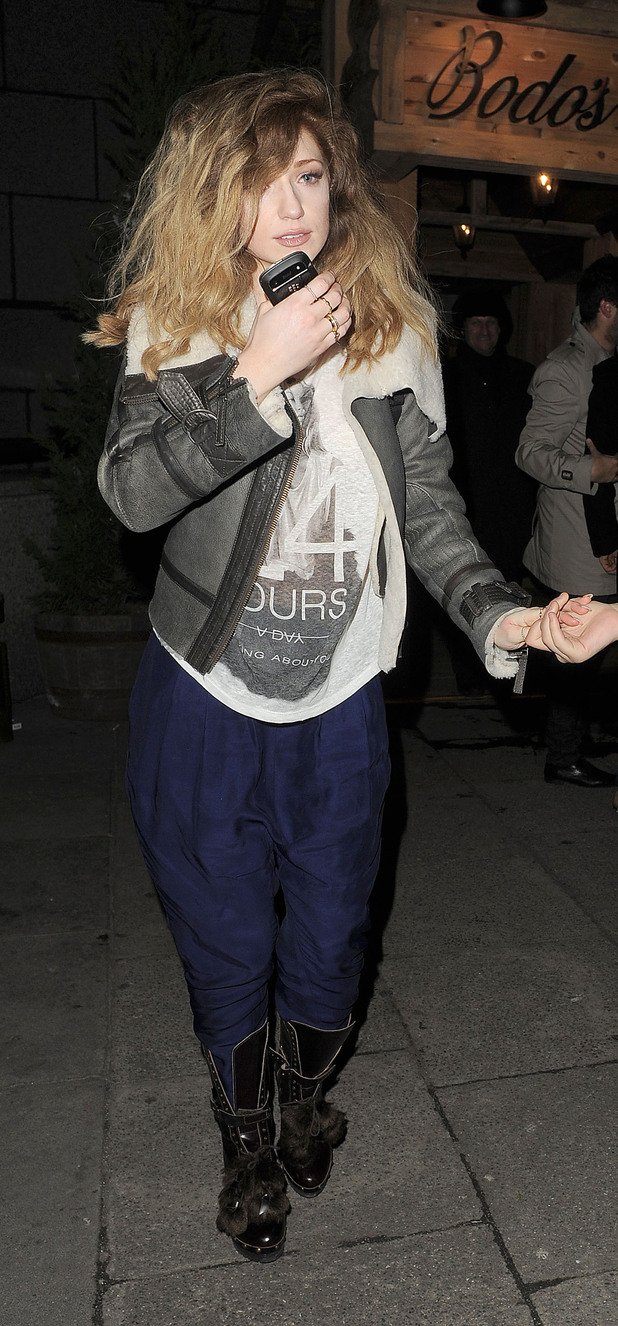 Nicola Roberts leaving Bodos Schloss restaurant