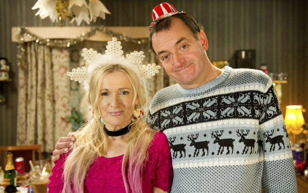 The Royle Family 2012 Christmas Special: Denise Best (CAROLINE AHERNE), Dave Best (CRAIG CASH)