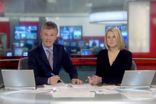 BBC News presenters Tim Willcox, Sophie Long