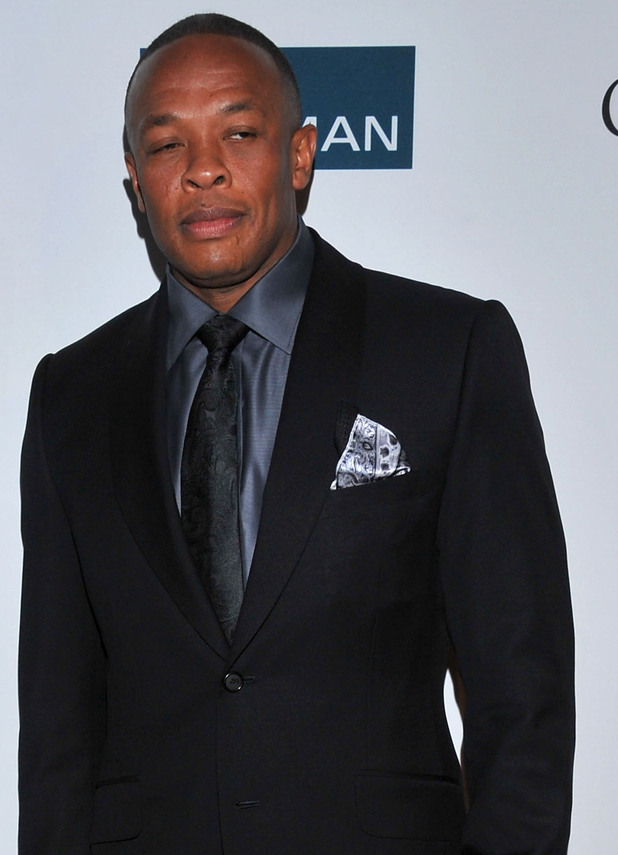 Dr. Dre arrives at the Pre-GRAMMY Gala & Salute to Industry Icons with Clive Davis honoring Richard Branson, Saturday, Feb. 11, 2012, in Beverly Hills, Calif.