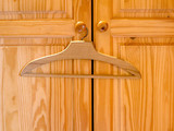 wooden wardrobe with hanger