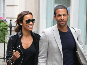 Rochelle Humes and Marvin Humes walking in London