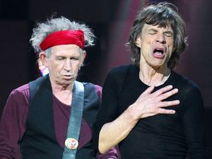 12-12-12 The Concert for Sandy Relief at Madison Square Garden, New York: Keith Richards and Mick Jagger of The Rolling Stones