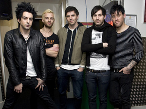 Ian Watkins, Lee Gaze, Stuart Richardson, Mike Lewis and Luke Johnson of Lostprophets are photographed at XFM, at the Global Radio studios in central London (January 2010)