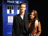 Matt Smith, Jenna-Louise Coleman, Doctor Who, are seen at the BBC TV Centre in London