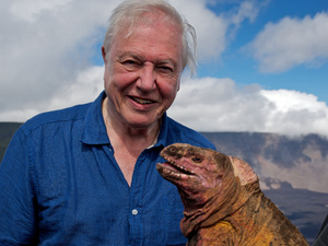 Sir David Attenborough with Dr Gabriele Gentile and Pink Iguana