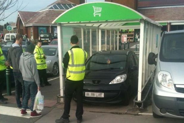 Person parks car in Tolley park in Asda