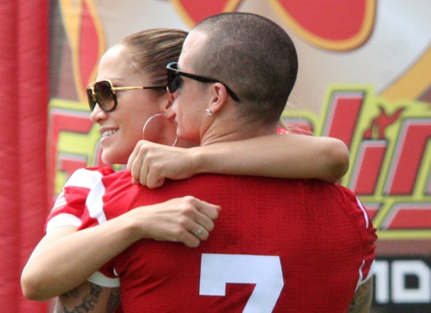 Casper Smart,Jennifer Lopez
Jennifer Lopez plays a football game at a charity event in aid of victims of Hurricane Sandy at Hiram Bithorn Stadium
San Juan, Puerto Rico - 22.12.12
Credit: WENN.com