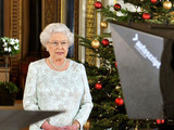 Queen Elizabeth II records her Christmas message to the Commonwealth in 3D for the first time, from the White Drawing Room of Buckingham Palace in central London.