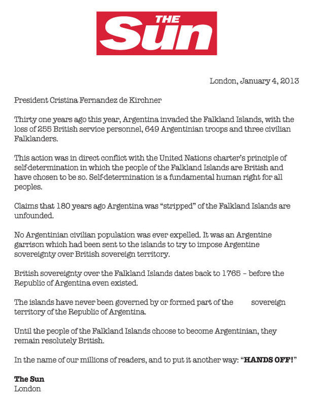 Sun runs Falklands ad in Argentina paper