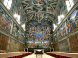 tables and chairs line the Sistine Chapel at the Vatican