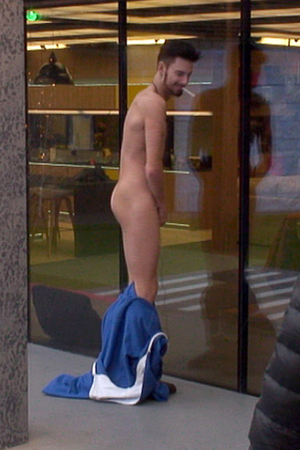 Rylan Clark strips naked in the Celebrity Big Brother house.