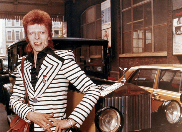 David Bowie with his Rolls Royce, May 1973