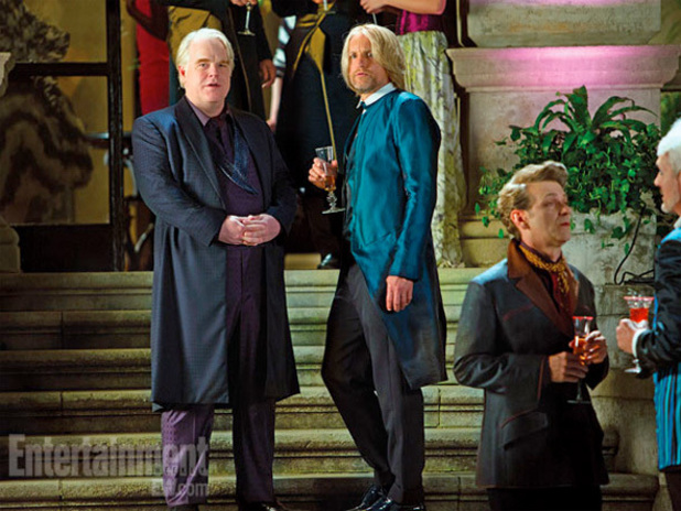 'The Hunger Games: Catching Fire' still: Philip Seymour Hoffman and Woody Harrelson